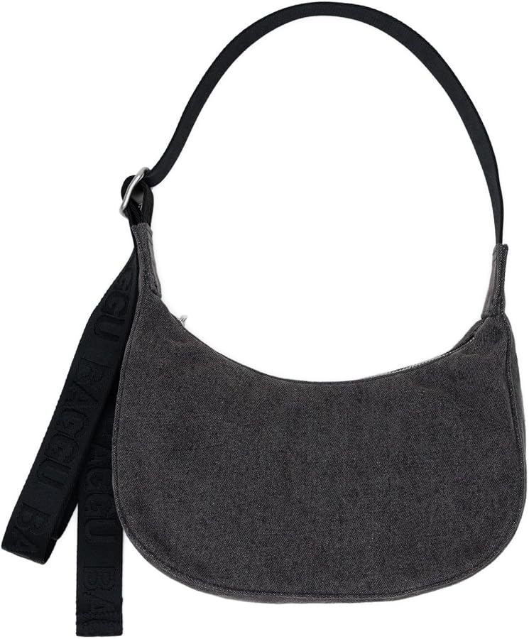 Amazon.com: BAGGU Small Denim Crescent Bag - Washed Black Denim